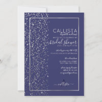 Navy Silver Glitter Confetti Side Bridal Shower
