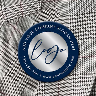Navy & Silver Logo Corporate Business Promotional 6 Cm Round Badge