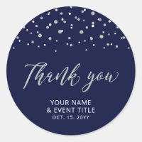 Navy & Silver Modern Birthday Favour Thank you