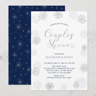 Navy & Silver Modern Couples Wedding Shower Invita Invitation