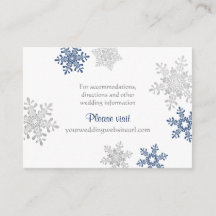 Navy Silver Snowflake Winter Wedding Insert Cards