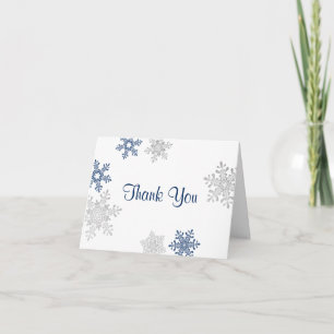 Navy Silver Snowflake Winter Wedding Thank You