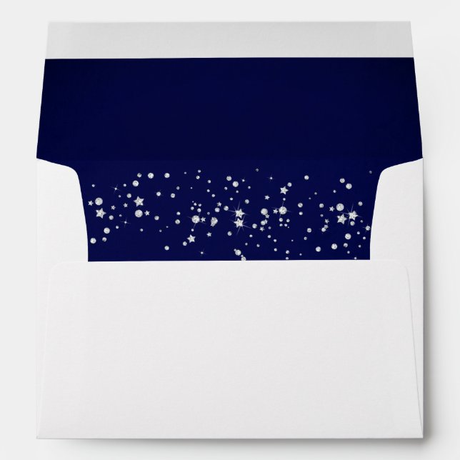 Navy Silver Sparkle Diamond Dress Envelope (Back (Bottom))