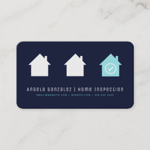 Navy Simple Modern Chic House Inspection Business Card