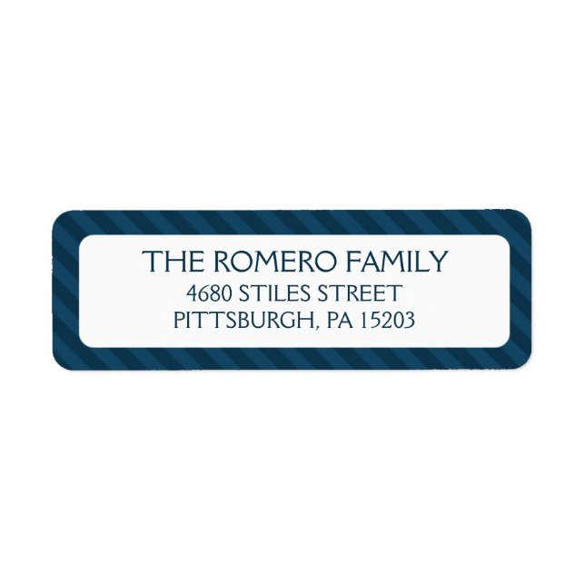 Navy Simple Stripes Custom Personalised Return Address Label (Front)
