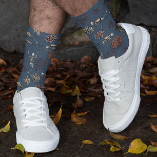 Navy Skeleton Scuba Divers and Coral Socks