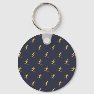 Navy Skier Key Ring