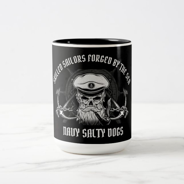 NAVY  SKILLED SAILORS / SALTY DOGS Two-Tone COFFEE MUG (Center)