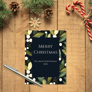 Navy Snowberry Christmas Greeting Card