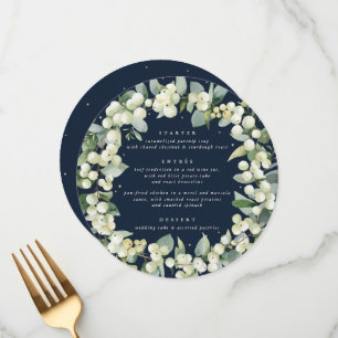 Navy Snowberry+Eucalyptus 3 Course Wedding Menu