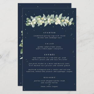 Navy Snowberry+Eucalyptus 4 Course Wedding Menu