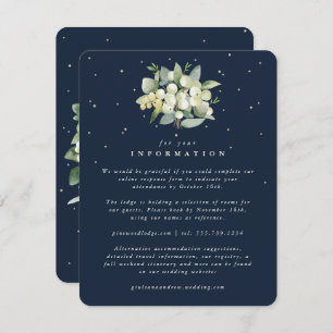 Navy Snowberry+Eucalyptus Bouquet Wedding Info Enclosure Card