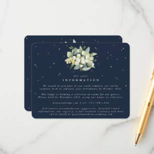 Navy Snowberry+Eucalyptus Bouquet Wedding Info Enclosure Card