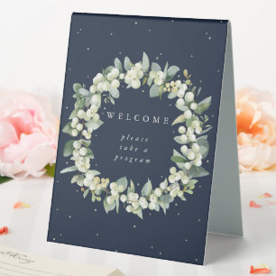 Navy Snowberry+Eucalyptus Wedding Program