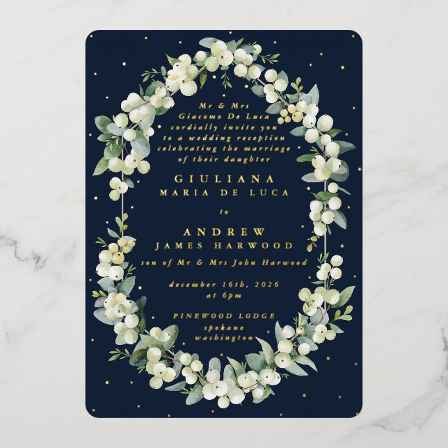 Navy Snowberry+Eucalyptus Wedding Reception Only (Front)