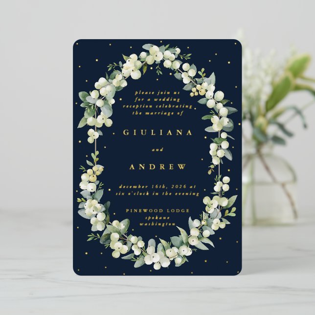 Navy Snowberry+Eucalyptus Wedding Reception Only (Standing Front)