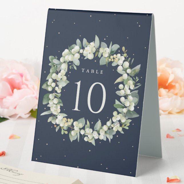 Navy Snowberry+Eucalyptus Wedding Table Number (In SItu (Wedding))