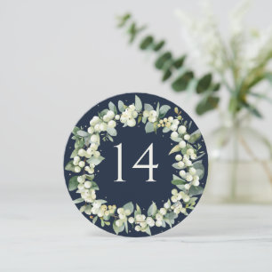 Navy Snowberry+Eucalyptus Wedding Table Number