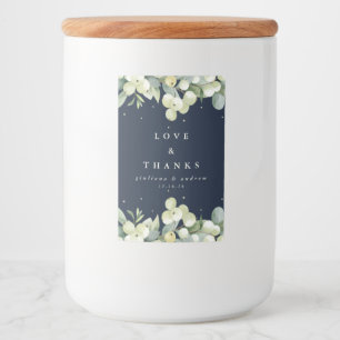 Navy Snowberry+Eucalyptus Winter Wedding Food Label