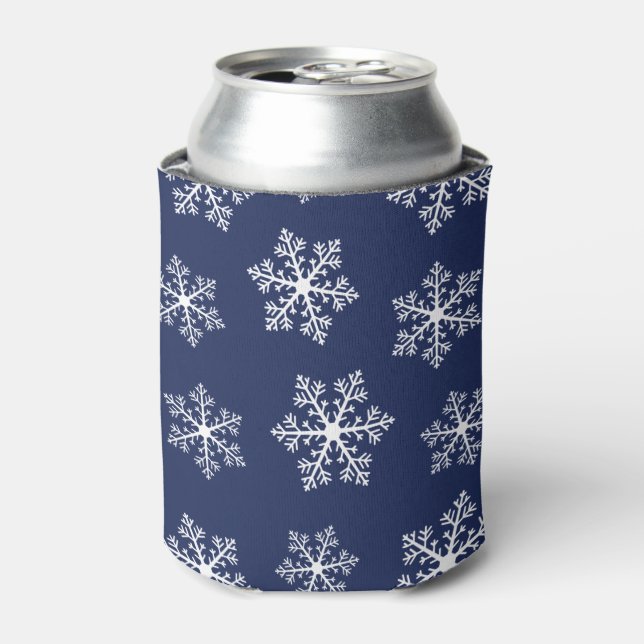 Navy Snowflake Can Cooler (Can Front)