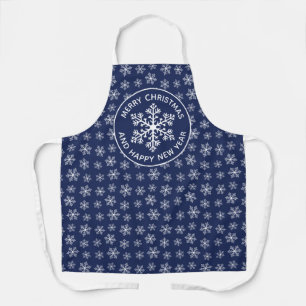 Navy Snowflake Pattern Apron