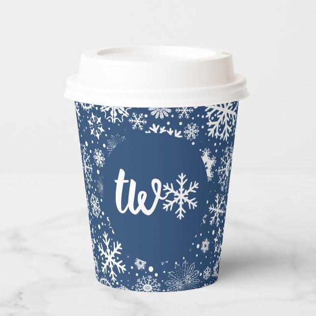Navy Snowflake TWO Paper Cup (Front)