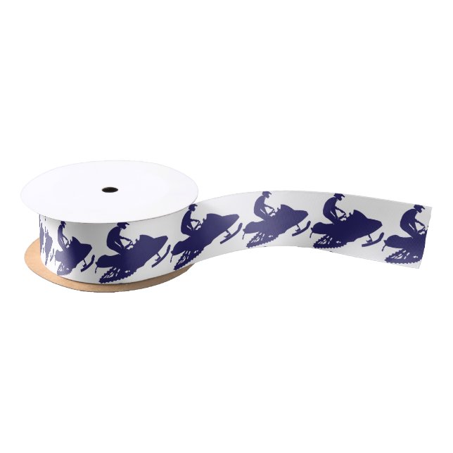 Navy-Snowmobiler Satin Ribbon (Spool)
