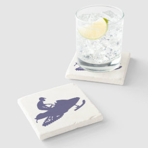 Navy-Snowmobiler Stone Coaster