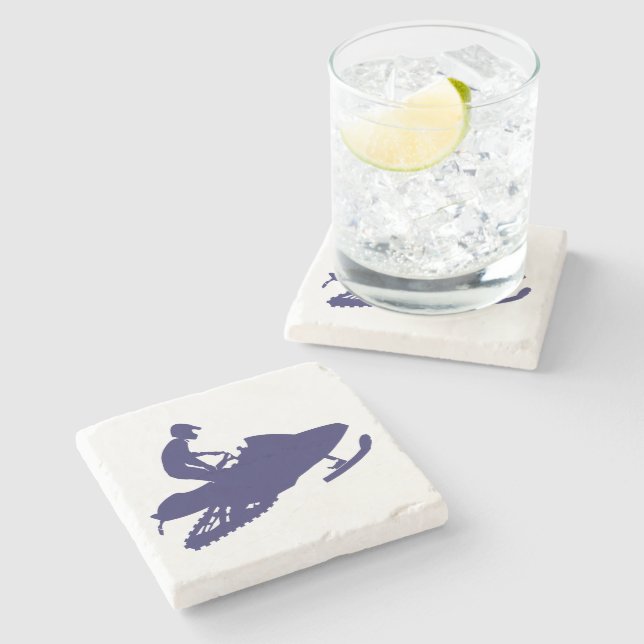 Navy-Snowmobiler Stone Coaster (Side)