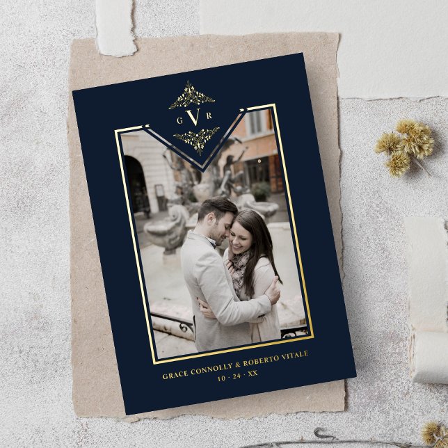 Navy Sophisticate Flourish Chic Golden Initials (Creator Uploaded)