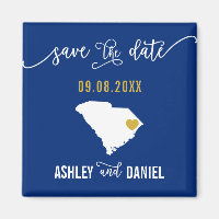 Navy South Carolina Wedding Save the Date Map