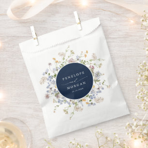 Navy Spring Wildflower Meadow Garden Wedding Favour Bag