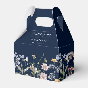 Navy Spring Wildflower Meadow Garden Wedding Favour Box