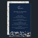 Navy Spring Wildflower Meadow  Wedding Menu<br><div class="desc">Capture the beauty of nature on your special day with our exquisite wildflower watercolor wedding menu. Elegant, unique, and blooming with love. Use the text fields to personalise your design with your own wording and details. If you want to change the font style, colour or text placement, simply click the...</div>