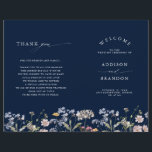 Navy Spring Wildflower Meadow  Wedding Program<br><div class="desc">Capture the beauty of nature on your special day with our exquisite wildflower watercolor wedding program. Elegant, unique, and blooming with love. Use the text fields to personalise your design with your own wording and details. If you want to change the font style, colour or text placement, simply click the...</div>