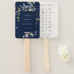 Navy Spring Wildflower Meadow wedding Timeline Hand Fan<br><div class="desc">Capture the beauty of nature on your special day with our exquisite wildflower watercolor wedding timeline hand fan. Elegant, unique, and blooming with love. Use the text fields to personalise your design with your own wording and details. If you want to change the font style, colour or text placement, simply...</div>