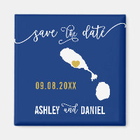Navy St. Kitts and Nevis Wedding Save the Date Map