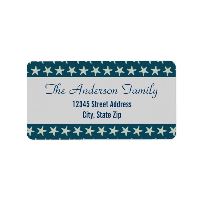 Navy Starfish Beach - Address Labels (Front)