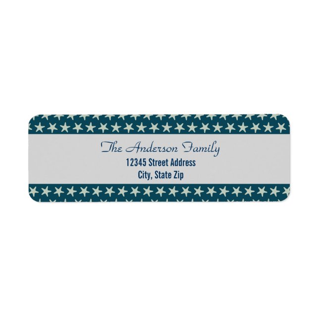 Navy Starfish Beach - Return Address Labels (Front)
