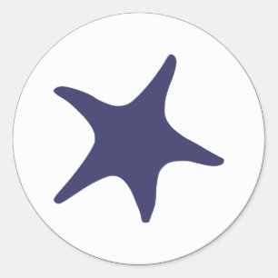 Navy Starfish Classic Round Sticker