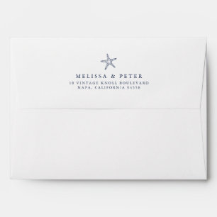 Navy Starfish Return Address w/ Mint Interior Envelope