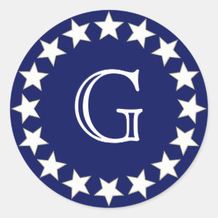 Navy Stars Monogram Envelope Seals