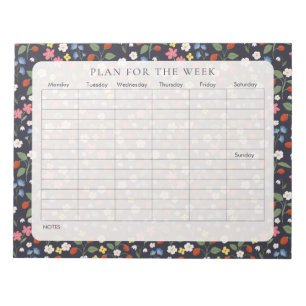 Navy Strawberry Tearaway Weekly  Planner  Notepad