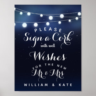 Navy string of lighs Sign a Cork party/wedding