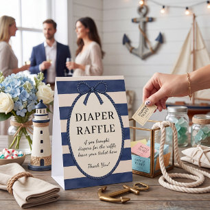 Navy Stripe Baby Shower Diaper Raffle Tickets