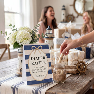 Navy Stripe Baby Shower Diaper Raffle Tickets
