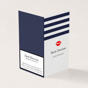 Navy Stripe Lip Product Distributor Tips & Tricks Business Card