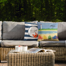 Navy Stripe Nautical Crab Personalised Pillow