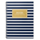 Navy Stripe Pattern Gold Name Template