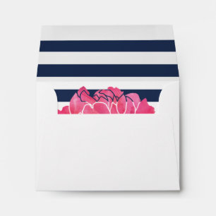 Navy Stripe & Pink Peony Envelopes